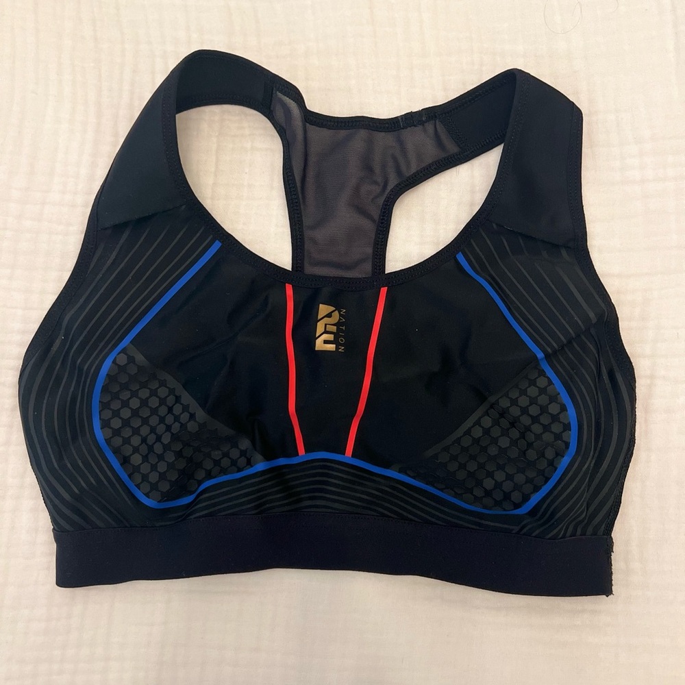 P.E Nation Black and Blue Sports Bra